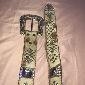 B.b. Simon cow print belt with rhinestone
